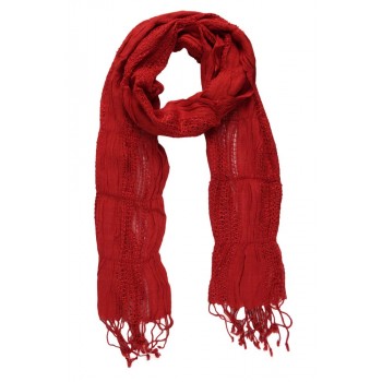 Echarpe em Viscose Coral Escuro com Lastex e Franja A180xL70 cm