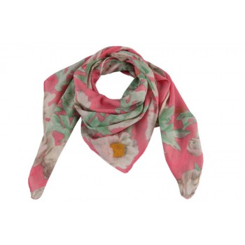 ECHARPE FLORAL ROSA 100%VISCOSE 100x100 CM