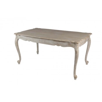 Mesa De Madeira Branco Pátina Estilo Retrô 78x90x158 cm