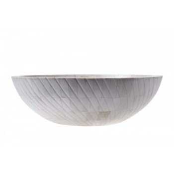 Tigela em Osso Trabalhado Branco Redonda D32xA15 cm