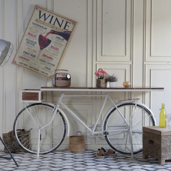 MESA BIKE FERRO E MADEIRA  M- 16321 210X50X90 CM