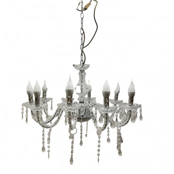 LUSTRE EM ACRILICO 10 BRACOS 110V E HASTE DE FERRO