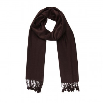 Echarpe Lisa Chocolate Escuro 150g c/ Franja Viscose 180x70 cm