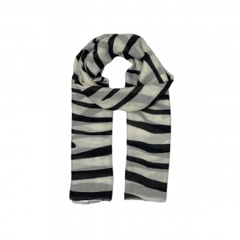 XALE 100%  POLIESTER LISTRAS BLACK E OFF WHITE 180X90 CM -