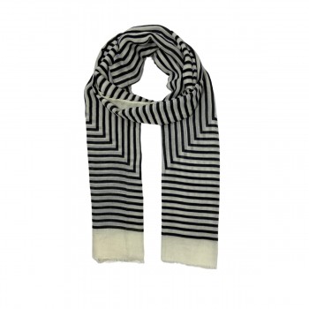 XALE 100%  POLIESTER LISTRAS BLACK BORDAS OFF  WHITE  180X90 CM -