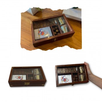 Conjunto de Jogos em Caixa de Madeira 21.5X13,5X5 cm