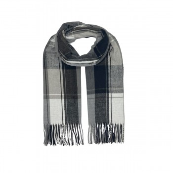 XALE 100%  POLIESTER  XADREZ MADRAS BLACK E CONCRETO  180 X 70 CM