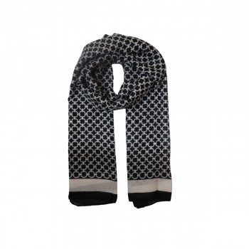 XALE 100%  POLIESTER KIEZA GEOMETRICO BLACK/WHITE 180X90 CM