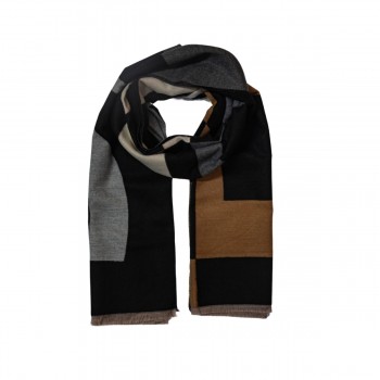 XALE 100% ACRILICO BRIGITE GEOMETRICO BLACK/CARAMEL/CREAM  180 X 65 CM